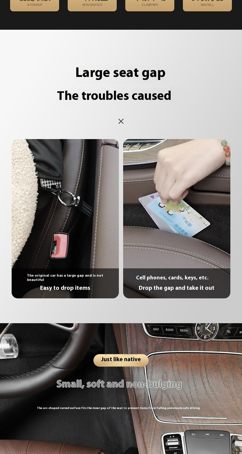 Car Seat Gap Sealing Strip – Organizer & Protector for Phones, Cards & More - AutoBits