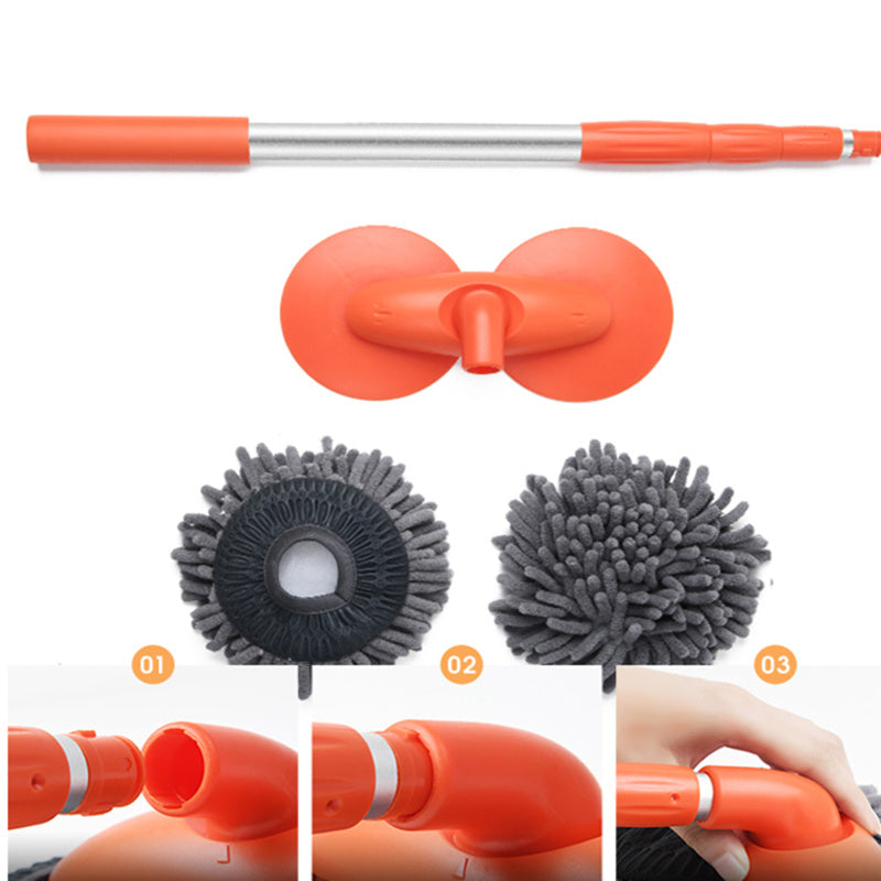 Rotary Chenille Soft Brush Long Handle Retractable Car Wash Mop - AutoBits