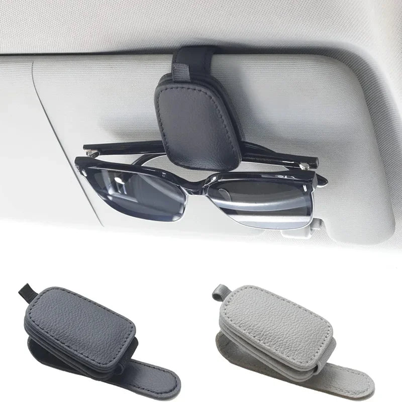 Magnetic Leather Sunglasses Holder and Ticket Card Clip - AutoBits