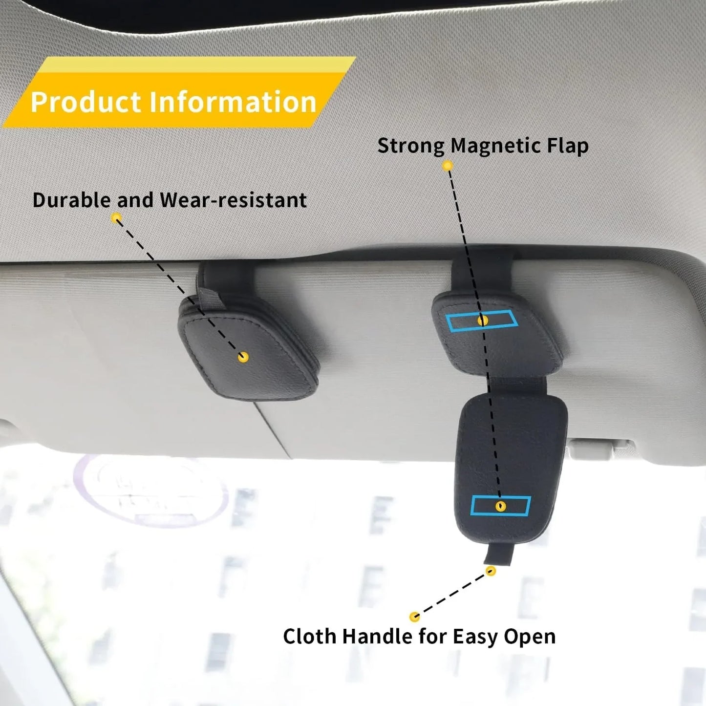 Magnetic Leather Sunglasses Holder and Ticket Card Clip - AutoBits