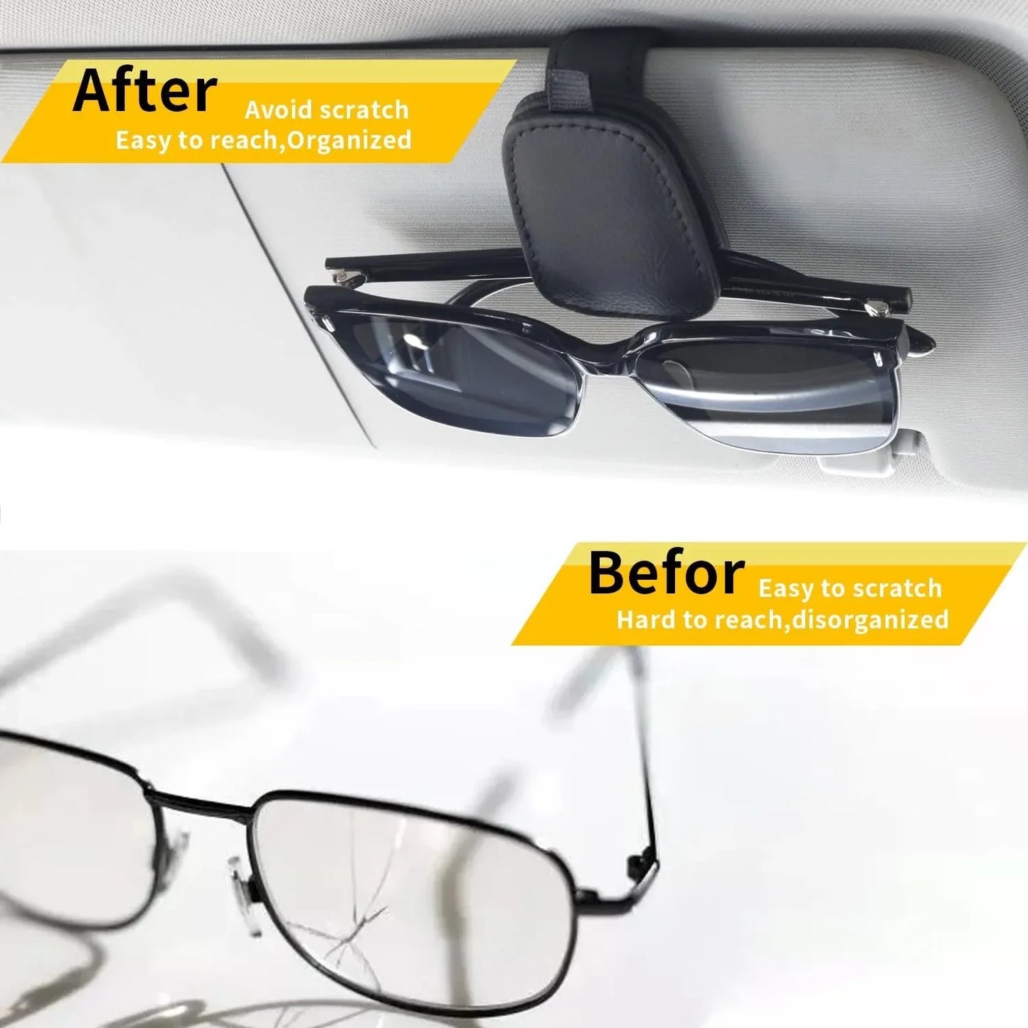 Magnetic Leather Sunglasses Holder and Ticket Card Clip - AutoBits