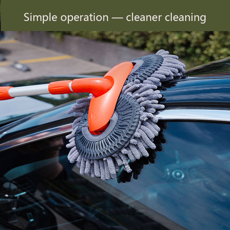 Rotary Chenille Soft Brush Long Handle Retractable Car Wash Mop - AutoBits