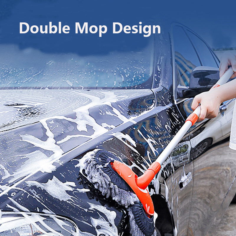 Rotary Chenille Soft Brush Long Handle Retractable Car Wash Mop - AutoBits