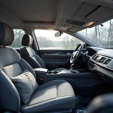 Comfort-focused car interior with upgraded seats, soft lighting, and clean dashboard details