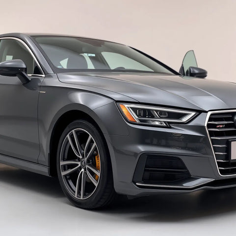 Modern car with premium upgrades including alloy wheel, LED accents, and detailed leather interior