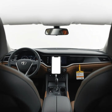 Driver-focused car dashboard with intuitive touch controls and clear digital displays
