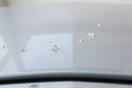 Water beads forming on a coated car hood surface under soft daylight