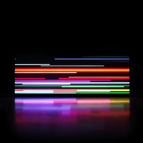 RGB scrolling screen displaying smooth animated colors and horizontal light motion on a dark background