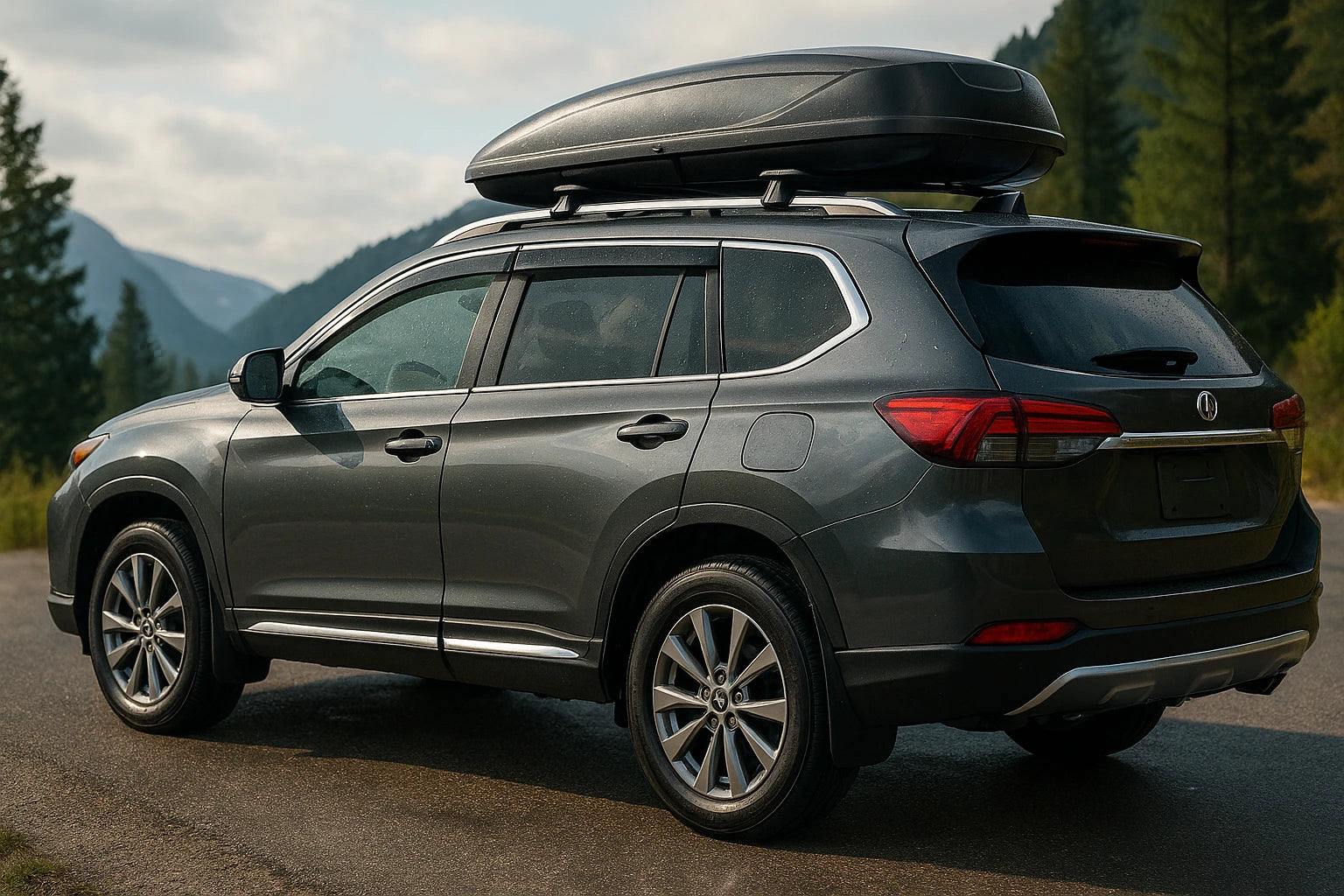 A close-up of a car upgraded with stylish exterior accessories like spoilers, trims, and chrome details.