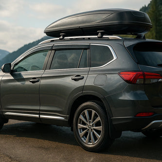 A close-up of a car upgraded with stylish exterior accessories like spoilers, trims, and chrome details.