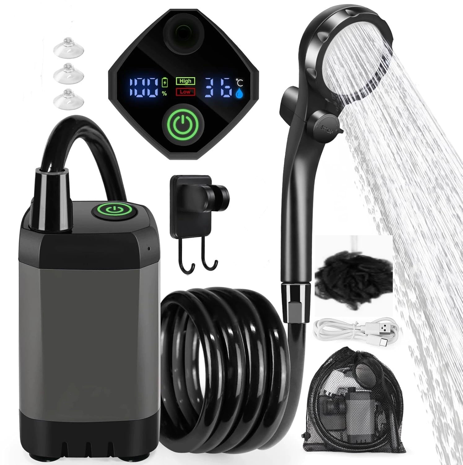 Outdoor Camping Electric Shower – Portable Car Wash & Travel Water Pump
