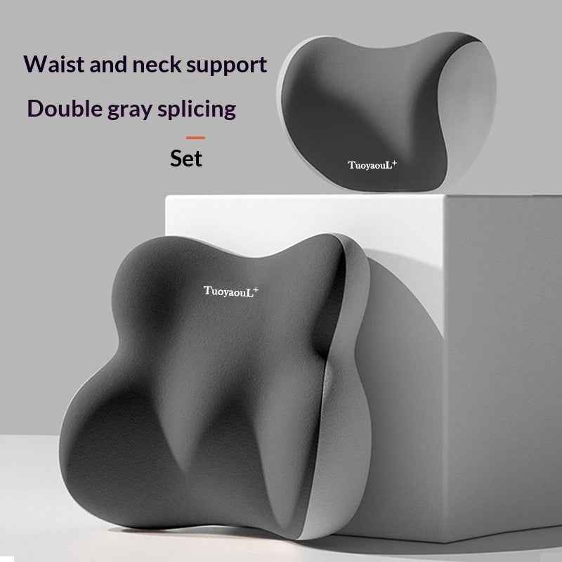 AutoBits™ Car Memory Foam Headrest & Lumbar Support Pillow | Ergonomic Neck & Back Cushion for All Vehicles
