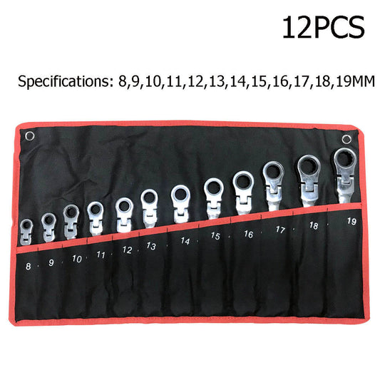 12-Piece Movable Head Ratchet Wrench Set – Dual-Ended, Metric, Chrome Vanadium Steel 🛠️