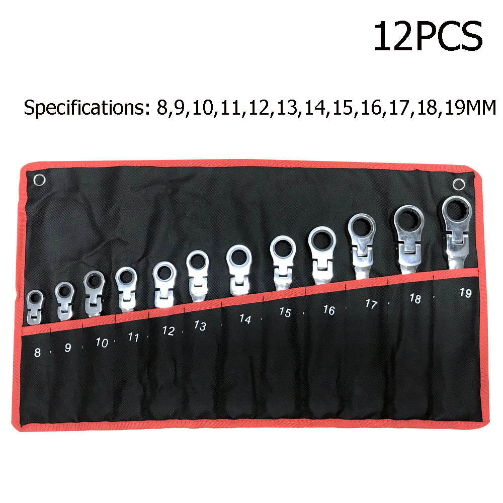 12-Piece Movable Head Ratchet Wrench Set – Dual-Ended, Metric, Chrome Vanadium Steel 🛠️