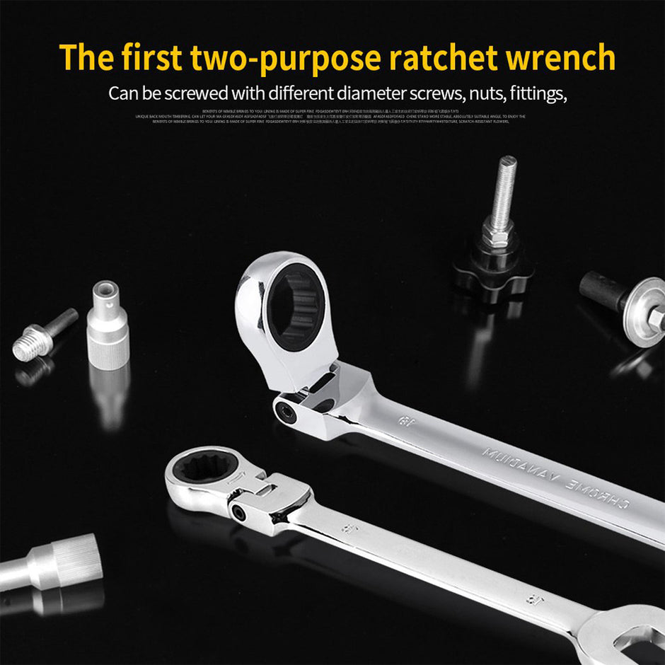 12-Piece Movable Head Ratchet Wrench Set – Dual-Ended, Metric, Chrome Vanadium Steel 🛠️