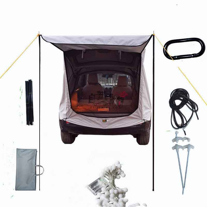 SUV Trunk Extension Tent – Waterproof Rear Camping Shelter | Mosquito Net, 4 Sizes, Night Light