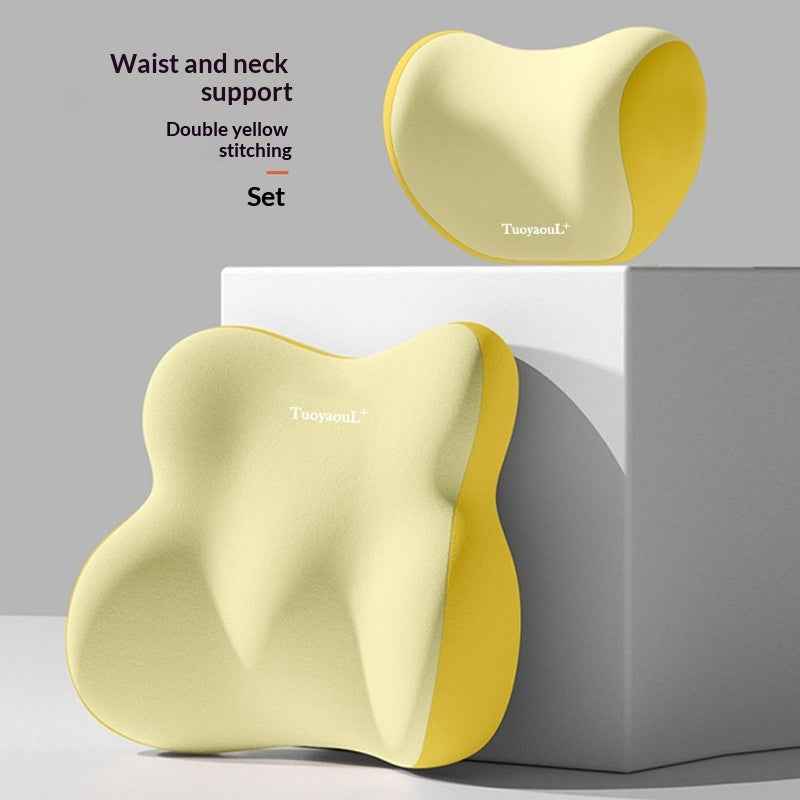 AutoBits™ Car Memory Foam Headrest & Lumbar Support Pillow | Ergonomic Neck & Back Cushion for All Vehicles