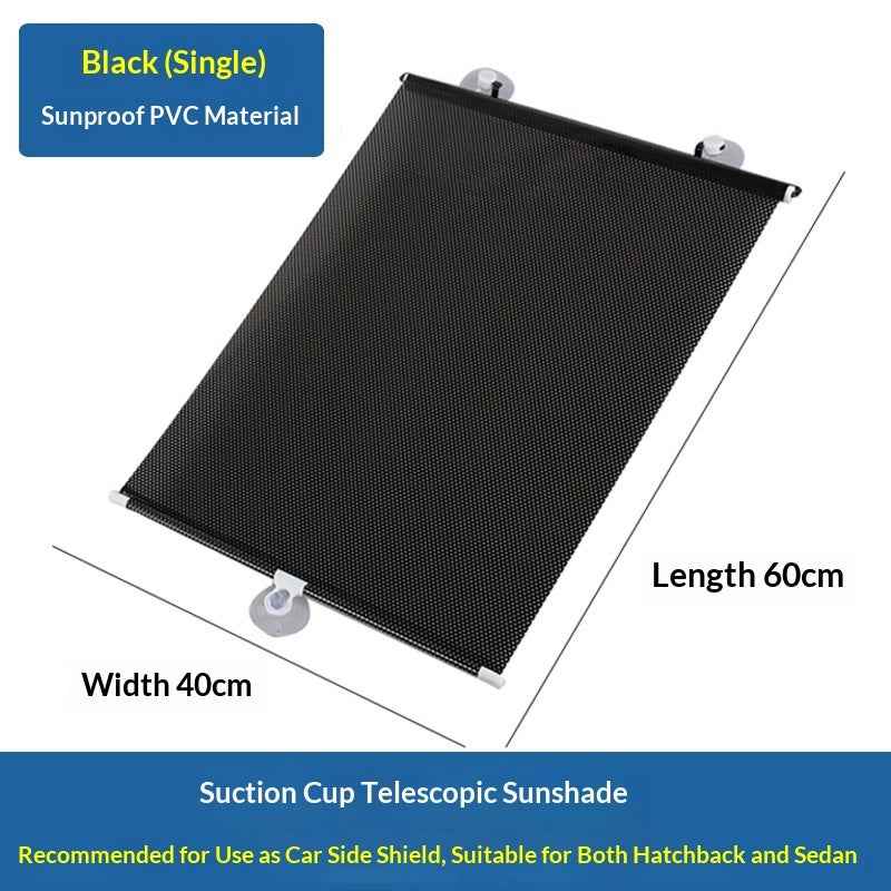 Car Sunshade – Retractable PVC Sun Visor | Black Halftone Dots | Universal Fit