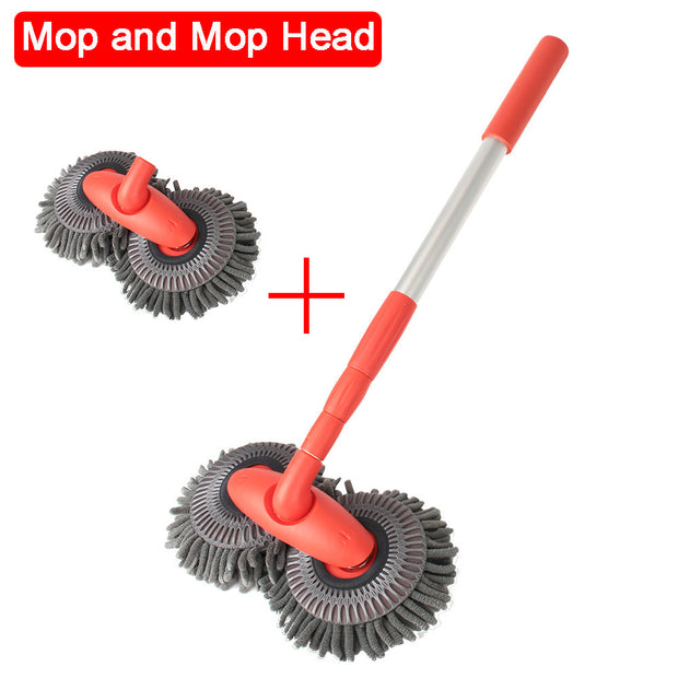 Rotary Chenille Soft Brush Long Handle Retractable Car Wash Mop - AutoBits