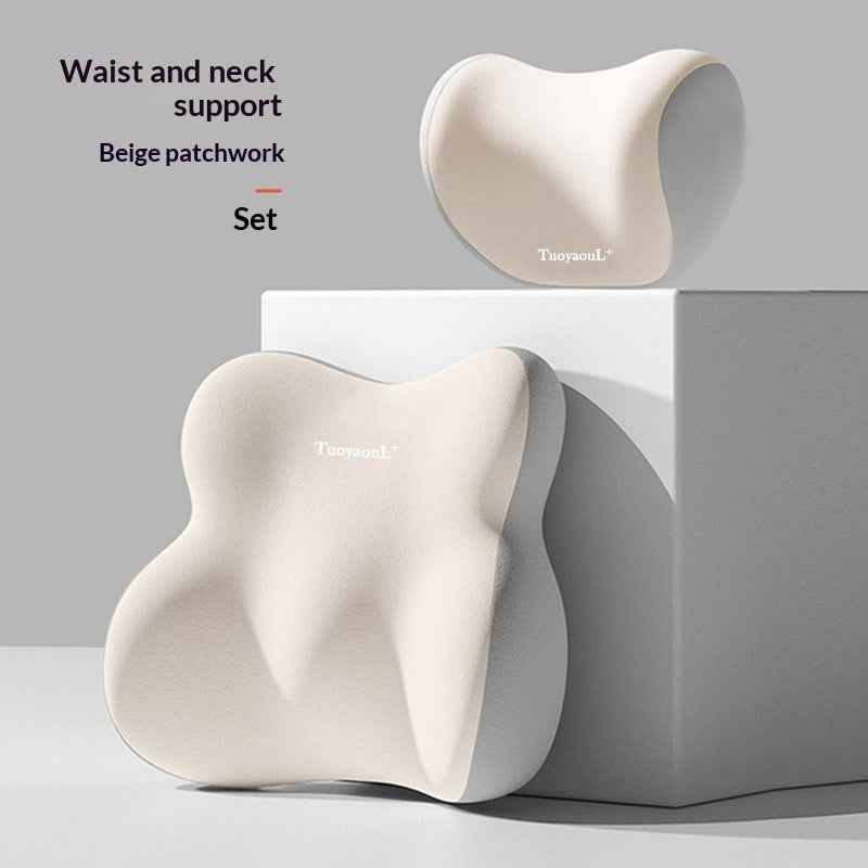 AutoBits™ Car Memory Foam Headrest & Lumbar Support Pillow | Ergonomic Neck & Back Cushion for All Vehicles