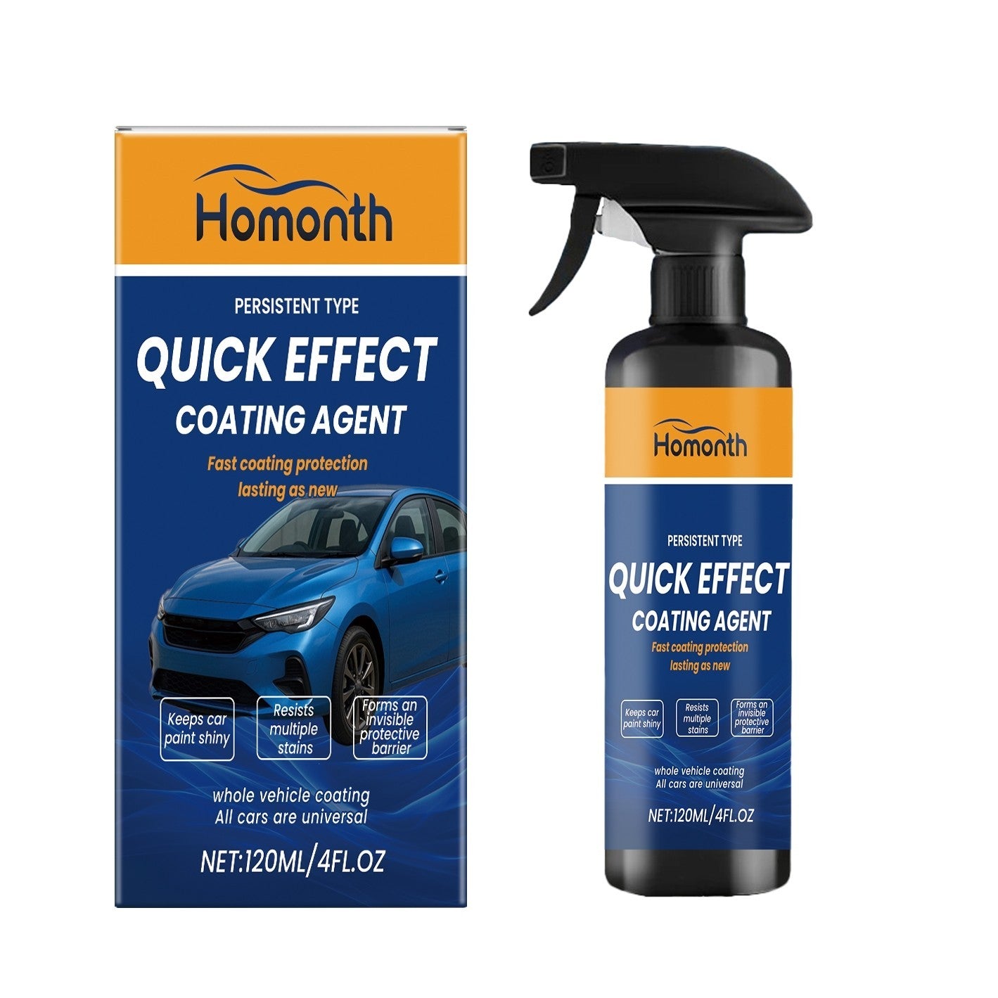 Quick Effect Car Coating Agent – PTFE Instant Shine & Water Repellent Protection | 120ml Spray