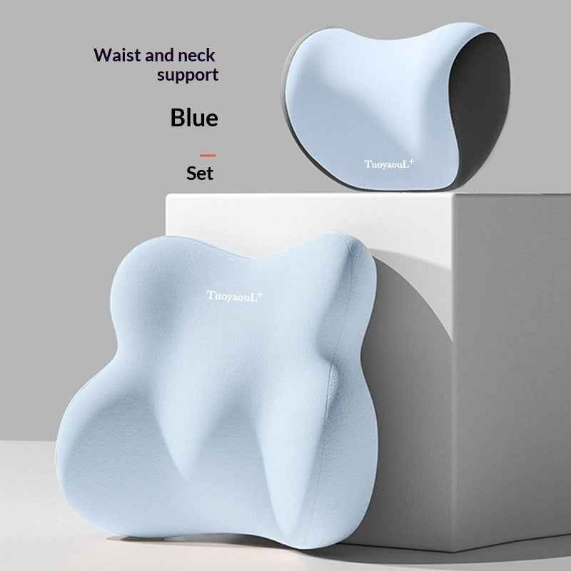 AutoBits™ Car Memory Foam Headrest & Lumbar Support Pillow | Ergonomic Neck & Back Cushion for All Vehicles