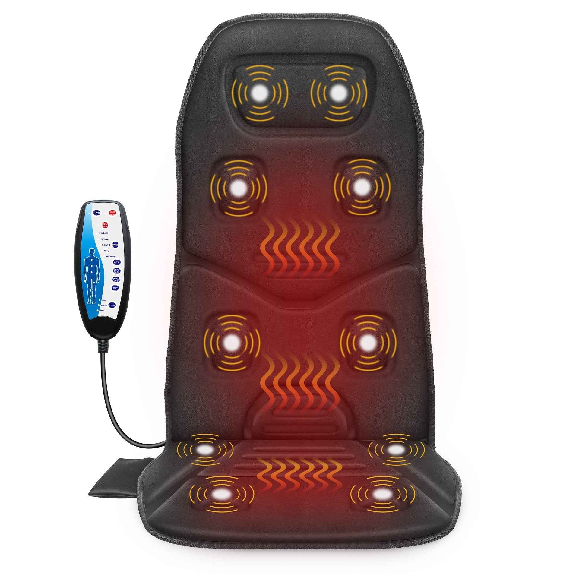 10-Motor Premium Heated Car Massage Cushion | Back Pain Relief for Cars & Trucks
