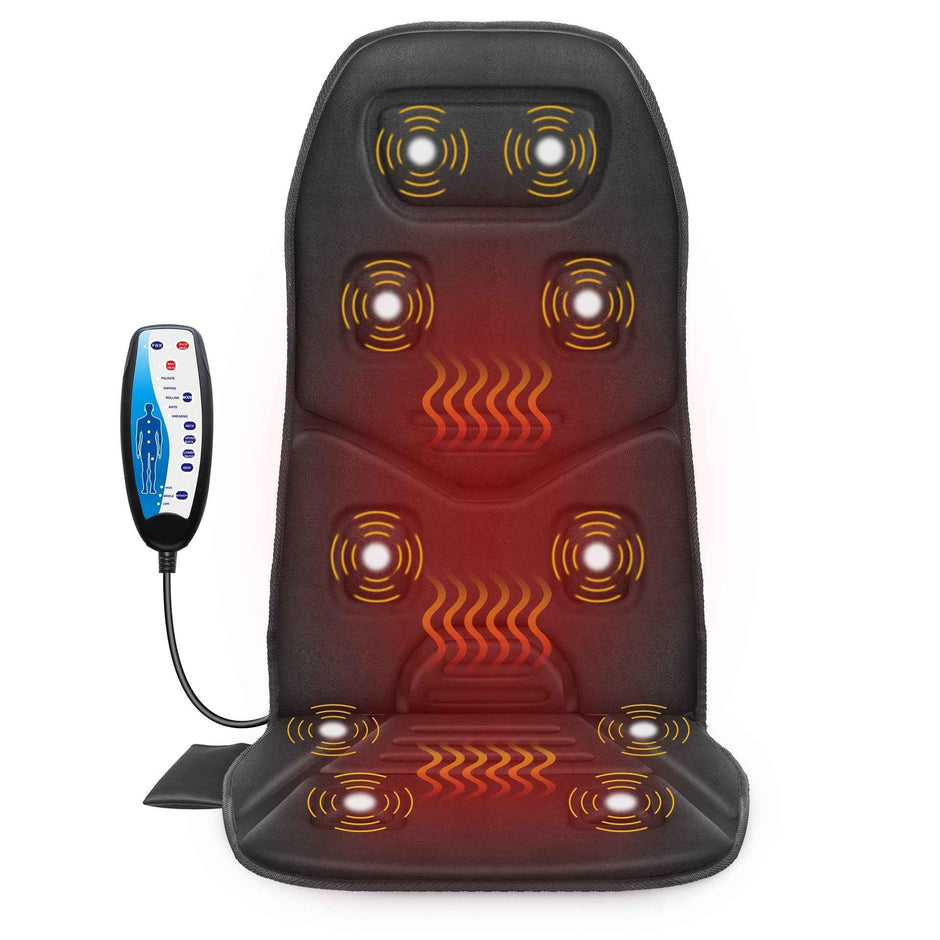 10-Motor Premium Heated Car Massage Cushion | Back Pain Relief for Cars & Trucks