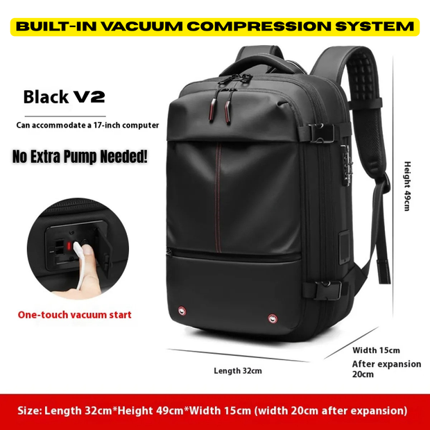 Travel Laptop Backpack – Large-Capacity Business Bag with USB Port & Vacuum Compression