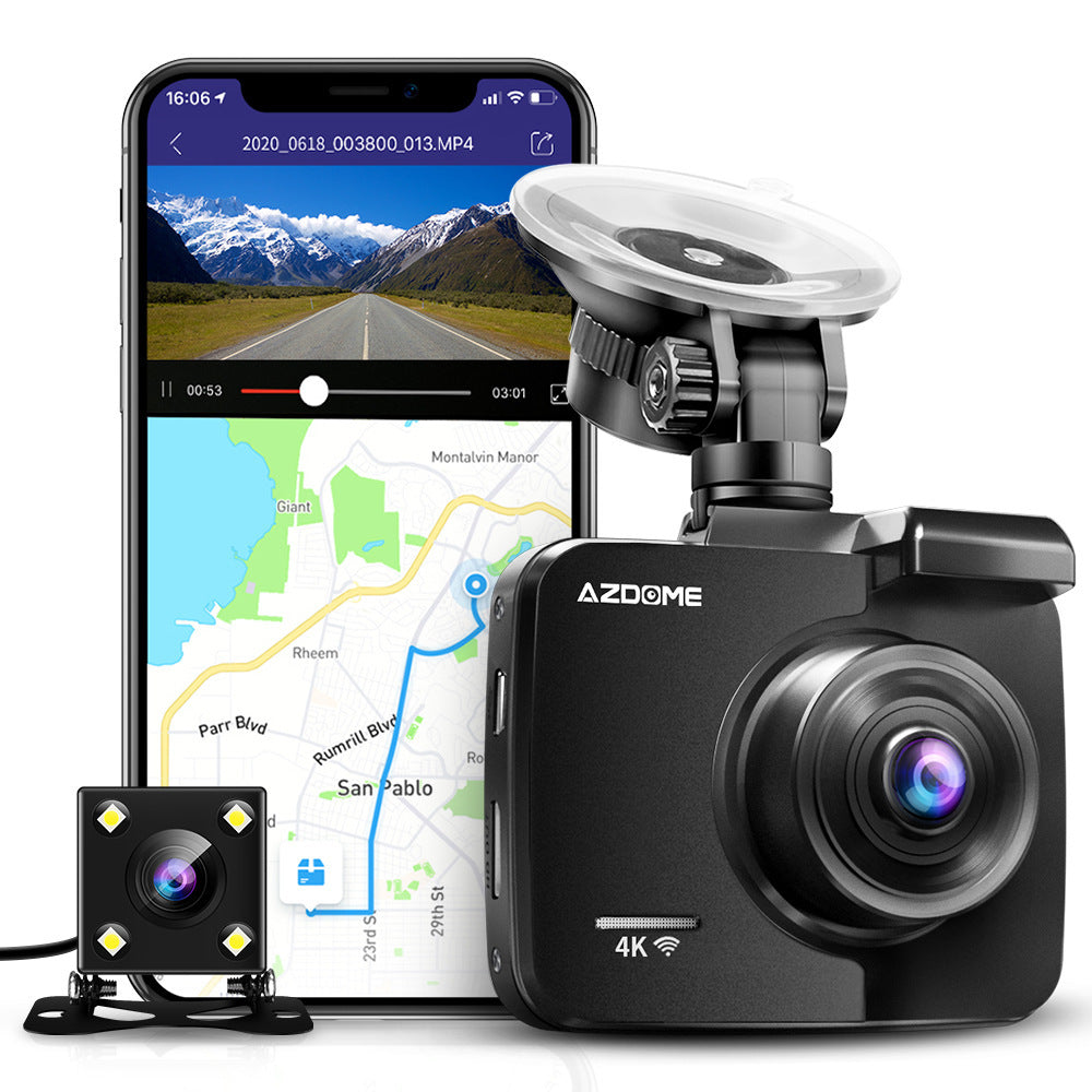 4K GS63H Dash Cam Dual Lens Car Camera with GPS, WiFi, Night Vision, Loop Recording
