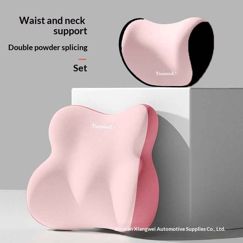 AutoBits™ Car Memory Foam Headrest & Lumbar Support Pillow | Ergonomic Neck & Back Cushion for All Vehicles