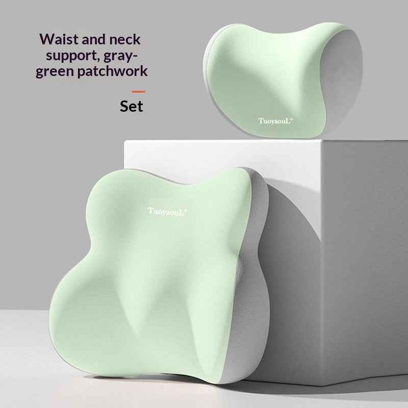 AutoBits™ Car Memory Foam Headrest & Lumbar Support Pillow | Ergonomic Neck & Back Cushion for All Vehicles