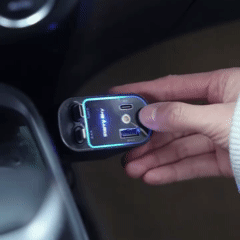 180W Car Charger – Starry Sky Ambient Light + Retractable Cable