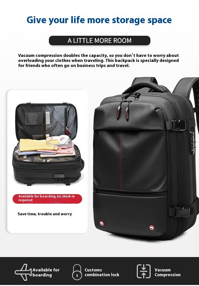 Travel Laptop Backpack – Large-Capacity Business Bag with USB Port & Vacuum Compression