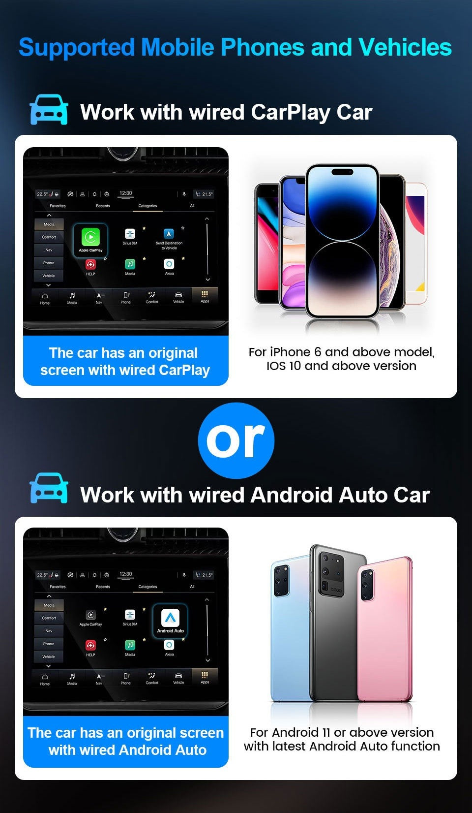 2-in-1 CarPlay & Android Auto USB Adapter – Wired or Wireless