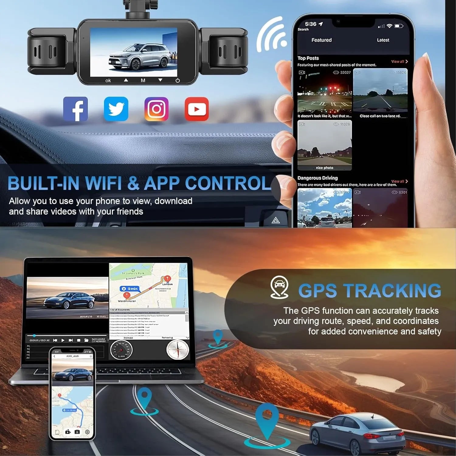 AutoBitStore™ 360° 4-Channel Dash Cam – Full Vehicle Surround Coverage, IR Night Vision & Smart OBD Radar Surveillance System