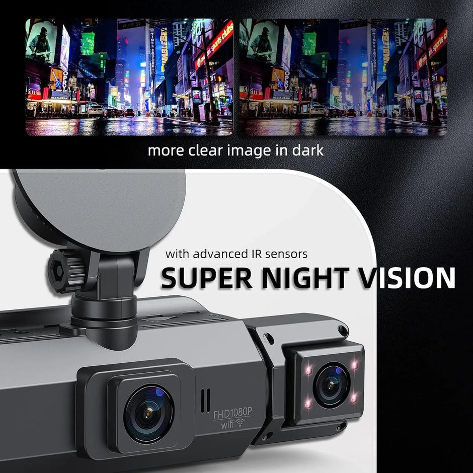 AutoBitStore™ 360° 4-Channel Dash Cam – Full Vehicle Surround Coverage, IR Night Vision & Smart OBD Radar Surveillance System