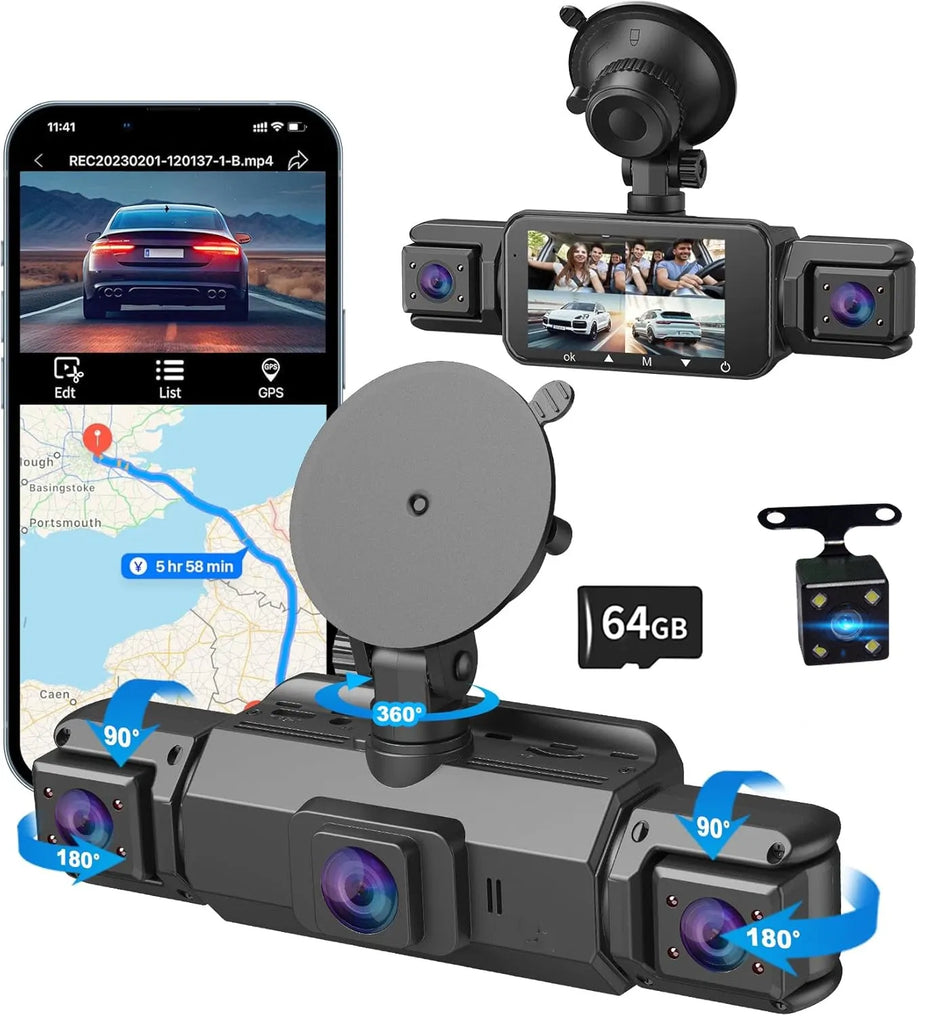 AutoBitStore™ 360° 4-Channel Dash Cam – Full Vehicle Surround Coverage, IR Night Vision & Smart OBD Radar Surveillance System