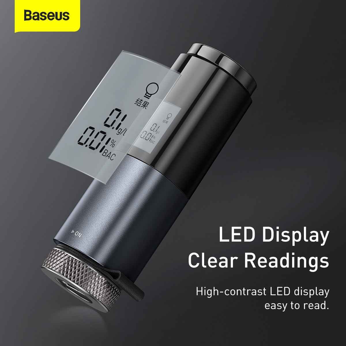 Baseus Rechargeable Breathalyzer – Precision Alcohol Tester, USB-C, One-Button Operation | Pocket Size